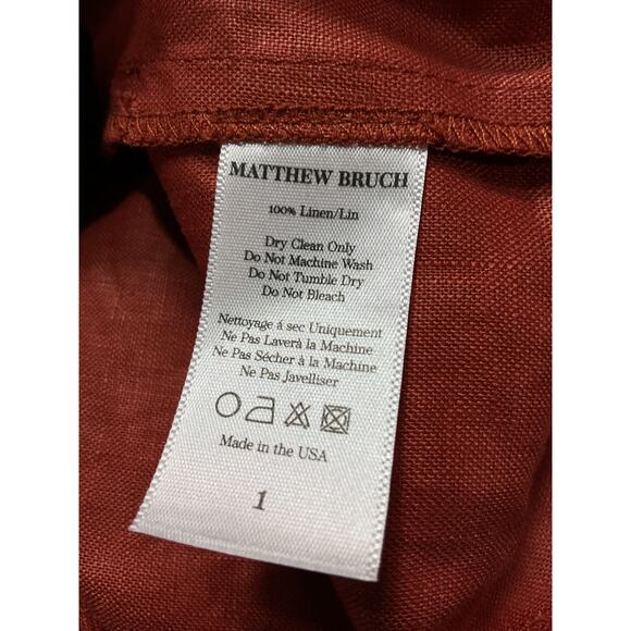 Matthew Bruch 'Pleated' Brown Linen Trouser Size  XS - Picture 5 of 5